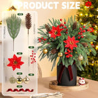 30PCS Christmas Real Touch Norfolk Pine Stems with Pinecones Berry Stems - Image 4