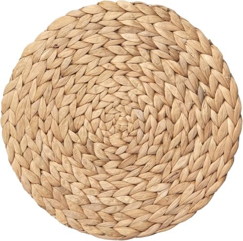 6 Pack Woven Placemats, Round Wicker Placemats, Rattan Place mats, Natural Hand-Woven Water Hyacinth Table Mats, Braided Straw Table Mats for Dining Table (15 inch) - Image 4
