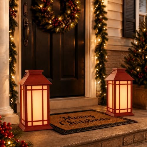 Bdor 13 Inch Christmas Outdoor Decorative Lanterns with Candle Timer 2 Pack - Image 6