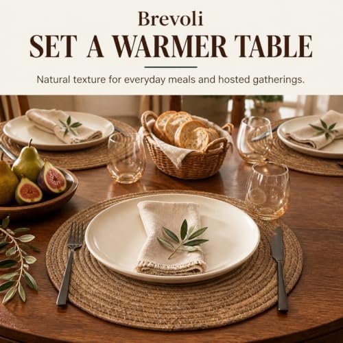 13 Inch Round Woven Placemats Set of 8, Natural Banana Leaf Charger Plates - Image 4