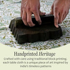 CPC Agate Green Block Print 100% Cotton Rectangle Tablecloth 52x70 Inch - Image 3