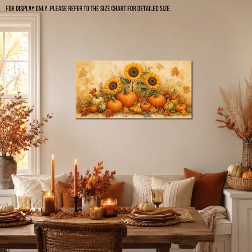 WAXWHELK Pumpkin Fall Canvas Wall Art, Autumn Thanksgiving Sunflower Harvest Painting Pictures, Rustic Farmhouse Artwork for Kitchen Bedroom Living Room Decor (16"x32") - Image 2