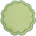 Whaline Green Linen Placemats Embroidered Round Scalloped Kitchen Place Mats for Spring Party Hotel Restaurant Kitchen Home Dining Table Decor, Set of 6, 15 x 15 in by Whaline