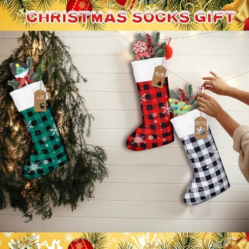 Shinymoon 12 Pack Christmas Stockings Bulk, Green, Red, White, Cute - Image 6