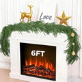 6 FT Christmas Norfolk Pine Garlands, Winter Decor Real Touch Pine Garland, Artificial Greenery Xmas Garland for Holiday, Table, Wall, Fireplace, Mantel, Indoor & Outdoor Decoration (1 Pack, 6 FT) by Unknown