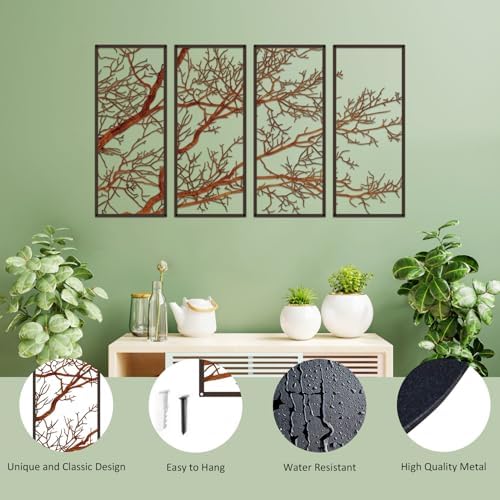ESTART 4 Pieces Tree of Life Metal Wall Decor, Tree Branch Metal Wall Art - Image 4