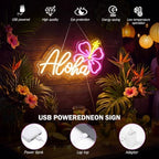 Zhengmy Aloha Neon Sign, USB Powered Hawaiian LED Light Wall Decor - Image 4