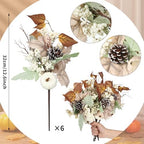 Wavwavw 6 Pcs Neutral White Fall Flower Picks Fall Centerpiece for Table - Image 2