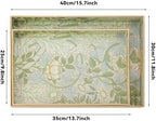 2 Pcs Serving Trays with Handles, Plastic Tray for Ottoman Coffee Table William Morris Decorative Large Rectangular Tray for Serving Living Room Home Tea Coffee Table Decor (Green,Dianthus) - Image 2