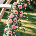 2Pcs 6FT Bendable Rose Garland Bendable Artificial Roses Flowers Vine, Pink by Unknown