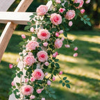 2Pcs 6FT Bendable Rose Garland Bendable Artificial Roses Flowers Vine, Pink by Unknown