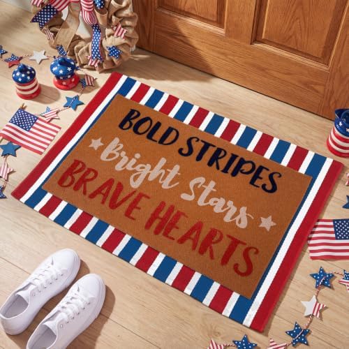 Honoson 2 Pcs 4th of July Doormat, Red White Blue Coir Non-Slip Entrance by Honoson