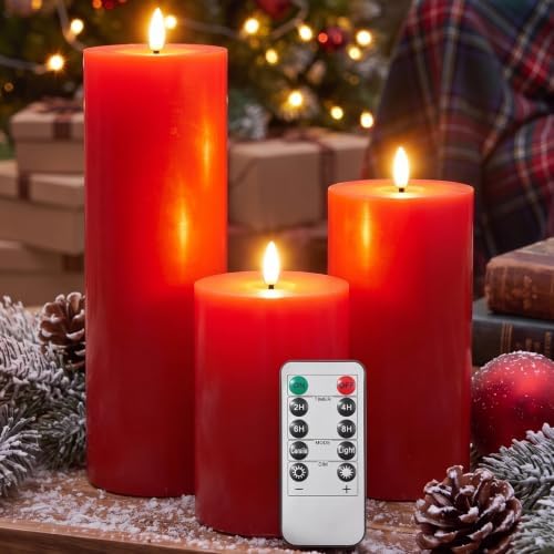 Retisee 3 Pcs 6/8/12" Christmas Flameless LED Candle Decoration for Home by Retisee