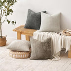 MIULEE Soft Decorative Chenille Euro Pillow Covers Neutral 26x26 Pack of 4 - Image 4