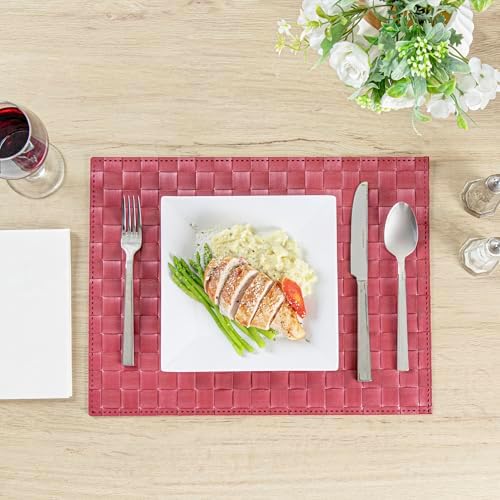 Restaurantware Rectangle Red Woven Placemat, 16 x 12 in, 6 Pack - Image 6