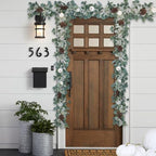 TEMPUS 5.9Ft Artificial Eucalyptus Garland with Pumpkins Pine Cones Lamb Ear Leaves Garland for Wedding Arch Backdrop Thanksgiving Table Farmhouse Decor - Image 5