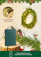 Christmas Garland with Lights, 6Ft Prelit Garland, Battery Operated, 2 Pack - Image 5