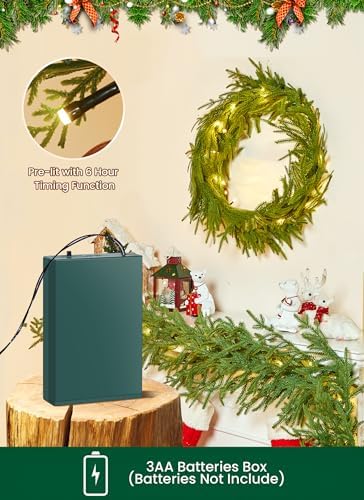 Christmas Garland with Lights, 6Ft Prelit Garland, Battery Operated, 2 Pack - Image 5