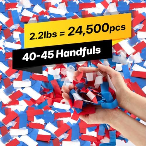 JAPJA America Tissue Paper Confetti Bulk Refill, Red, White & Blue, 2.2lb - Image 2
