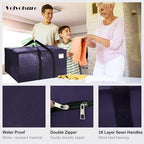 VELVETSURE 12 Pack Heavy Duty Extra Large Moving Bags W/Backpack Straps - Strong Handles & Zippers, Storage Totes For Space Saving, Fold Flat, Alternative to Moving Box and Storage Bin, Blue - Image 3