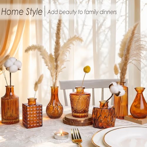 UPBUD Amber Glass Bud Vases Set of 36, Brown Small Vases for Flowers - Image 5