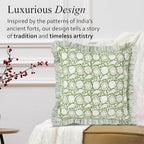 CPC Olive Bloom Hand Block Print 100% Cotton Ruffle Throw Pillow Cover 24x24 inch with Hidden Zipper Decorative for Couch, Bed, Sofa, Farmhouse, Cottagecore Decor Gift Christmas Fall Thanksgiving - Image 3