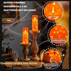 Nimiko Flickering Flameless LED Candles,Battery Operated Candles 9 Pcs with Embedded Star String,Acrylic LED Pillar Candles with Remote,Suitable for Home Decoration to Create an Atmosphere (Orange) - Image 3