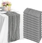 12 Pack Cheesecloth Table Runner, 35x120 Inch Boho Gauze Fabric Table Runner 10ft Rustic Sheer Runner for Wedding Party Baby Shower Table Decor (Grey) by PWDAN