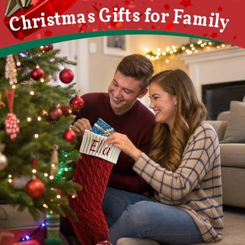 Personalized Christmas Stockings,Custom Embroidered Name & Monogram Knit Stockings for Kids,Family - Intertwined Cable Knit 18" Christmas Stocking for Fireplace Holiday Decor(3 Pack) - Image 6