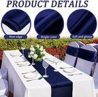 Bencailor 36 Pcs Navy Blue Satin Table Runners Bulk, 12 x 108 Inch - Image 5