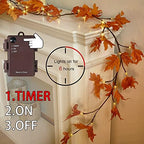 Fudios Lighted Maple Leaf Garland with Timer 24 Warm White LED 6FT for Fall Thanksgiving Decor, Artificial Garland with Lights Battery Operated Harvest Christmas Decoration Indoor Outdoor - Image 3