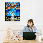 HomeifHue 250th American Anniversary Canvas Wall Art 4th of July USA Decorations American Flag Painting Picture Eagle Pictures Wall Decor Independence Day Home Decor(F2 16x20in) - Image 7