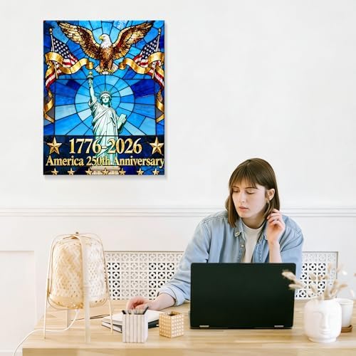 HomeifHue 250th American Anniversary Canvas Wall Art 4th of July USA Decorations American Flag Painting Picture Eagle Pictures Wall Decor Independence Day Home Decor(F2 24x36in) - Image 7