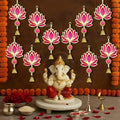Divyakosh Fabric & Beads Lotus Hangings for Decoration,Pack of 10,Color,Pink,Door/Wall Decor,Mandir Pooja Room,Temple Decor,Export Quality,Wedding Backdrop Decorative Items,Size,9 Inch by Divyakosh