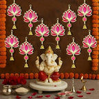 Divyakosh Fabric & Beads Lotus Hangings for Decoration,Pack of 10,Color,Pink,Door/Wall Decor,Mandir Pooja Room,Temple Decor,Export Quality,Wedding Backdrop Decorative Items,Size,9 Inch by Divyakosh