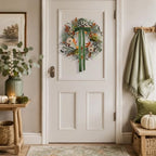 20 Inch Pre-Lit Pumpkin Fall Wreath with Velvet Bow for Front Door - Image 4