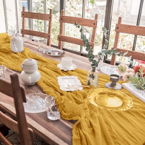 6 Pack Cheesecloth Table Runner 10Ft Christmas Gauze Boho Table Runners for Wedding Decor Bridal Shower Decorations Baby Shower Party(35" x 120") - Image 6