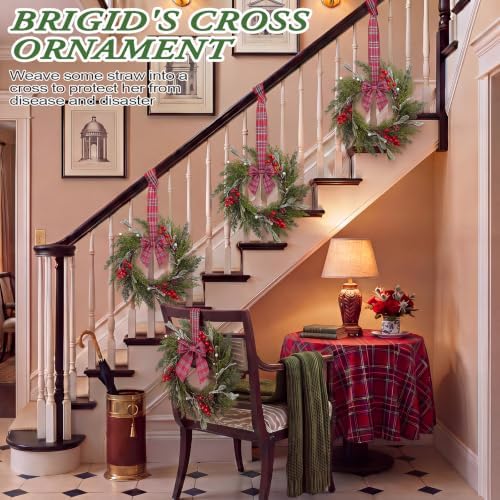 Riceshoot 12" Small Christmas Wreath for Chair Mini Cabinet Wreath with Bow - Image 6