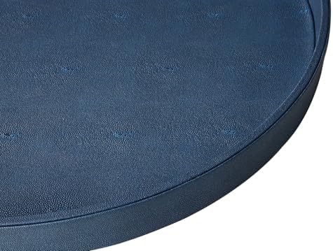HofferRuffer Large Round Serving Tray 24'', Elegant Faux Leather Circle Ottoman Table Tray, Serve Tea Coffee Breakfast in Bedroom Living Room Kitchen (Blue) - Image 3