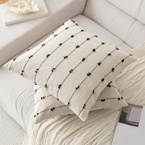 YEENAASY Boho Throw Pillow Covers 18x18 Set of 2 Farmhouse Pillow Cases - Image 2