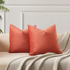 JUSPURBET 28x28 Euro Velvet Throw Pillow Covers Set of 2,Apricot by JUSPURBETHOME