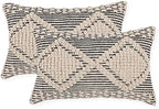 · REDEARTH · Boho Textured Handwoven Throw Pillow Cases, Diamond Medley by REDEARTH