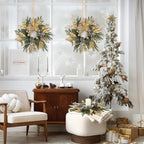 8 Pcs 9 Inch Christmas Wreaths for Kitchen Cabinet Artificial Pine Hanging Cedar Wreath with Christmas Balls Golden Twigs and Silver Berries for Front Door Xmas Winter Farmhouse Home Decorations - Image 6