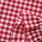 Silnuo Red/White Gingham Ruffle Throw Pillow Covers Set of 2-24" x 24" - Image 7