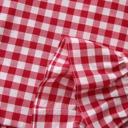 Silnuo Red/White Gingham Ruffle Throw Pillow Covers Set of 2-24" x 24" - Image 7