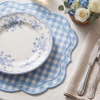 Breling 6 Set Gingham Placemat 17" x 13" Cotton Linen Placemat, Blue - Image 5