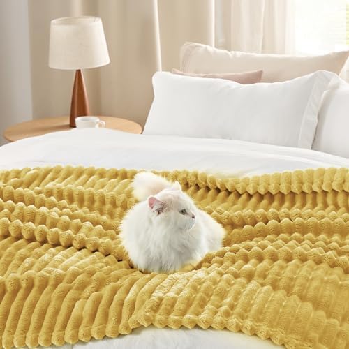 Bedsure Soft Twin Blanket for Bed Decor Gifts Yellow 60"x80" - Image 5