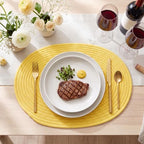 Oval Woven Placemats Set of 6, Cotton Rope 16x12 Inch, Yellow - Image 4