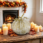 Metallic Fall Pumpkin Decor, Handcrafted Harvest Autumn Table Accent - Image 3