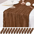 24 Pack Brown Table Runner 10Ft Cheesecloth Table Runner Rustic Gauze Table Runners Romantic Long Sheer Fabric Cheese Cloth Table Runners for Wedding Party Bridal Baby Shower by Lumaycens